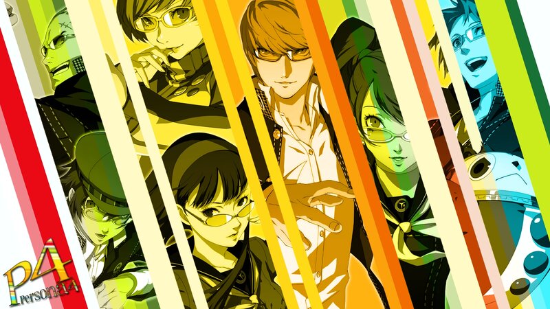Group of Anime Characters — Yellow, Dramatic, Striped Background