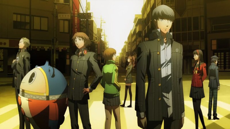 Group of Anime Characters — Yellow, Dramatic, Sunset, City Street