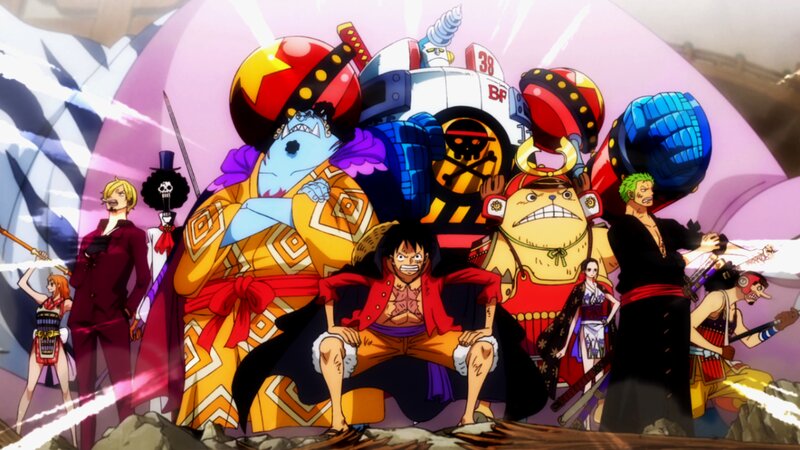 Group of Anime Characters — Yellow, Dramatic, Swords, Robots