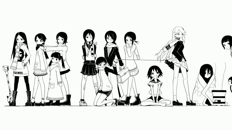 Group of Anime Girls — Black, Neutral, Manga