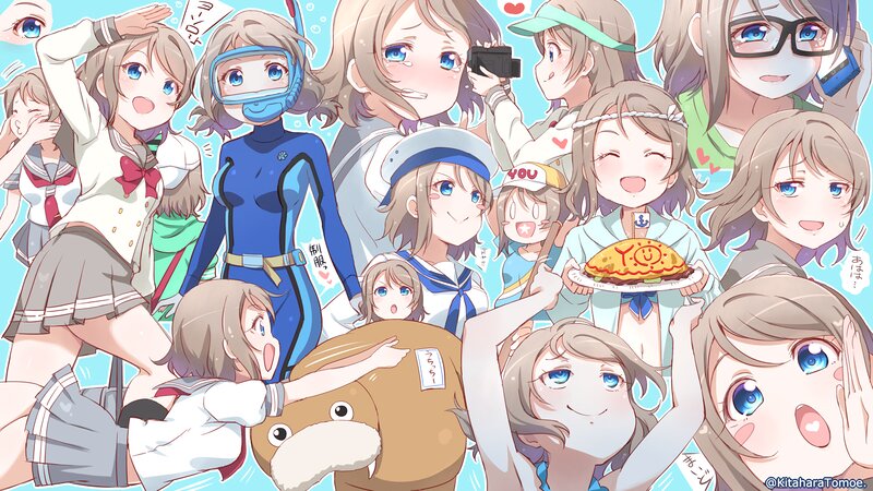 Group of Anime Girls — Blue, Happy, Summer