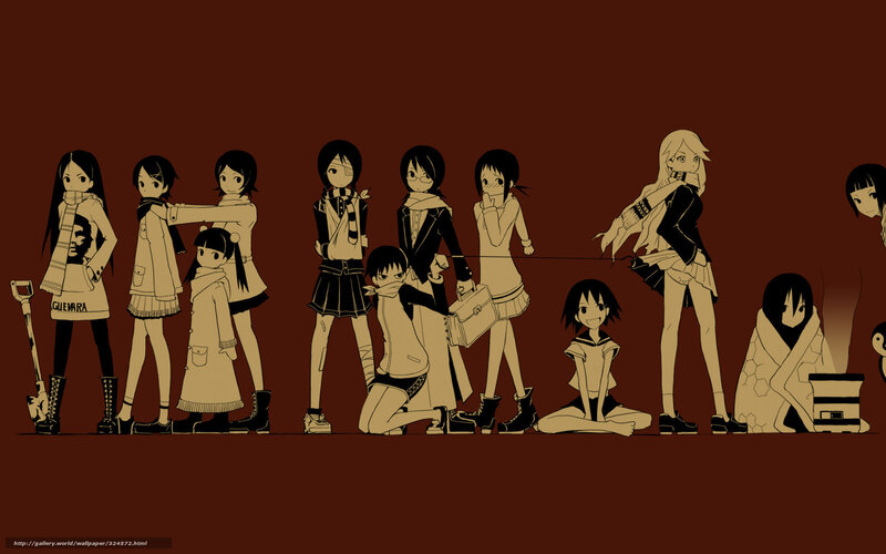 Group of Anime Girls — Brown, Dramatic