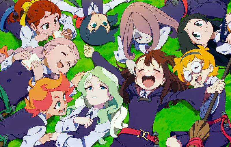 Group of Anime Girls — Green, Playful