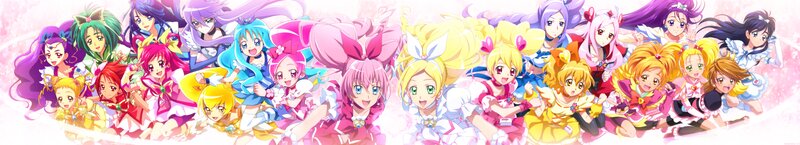 Group of Anime Girls — Pink, Cheerful, Anime Characters, Magic
