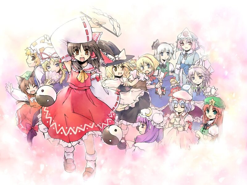 Group of Anime Girls — Pink, Cheerful, Dresses
