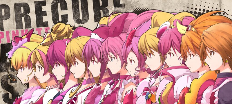 Group of Anime Girls — Pink, Dynamic