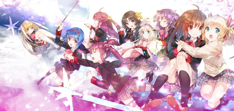 Group of Anime Girls — Pink, Energetic, School Uniforms