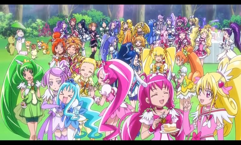 Group of Anime Girls — Pink, Joyful, Afternoon