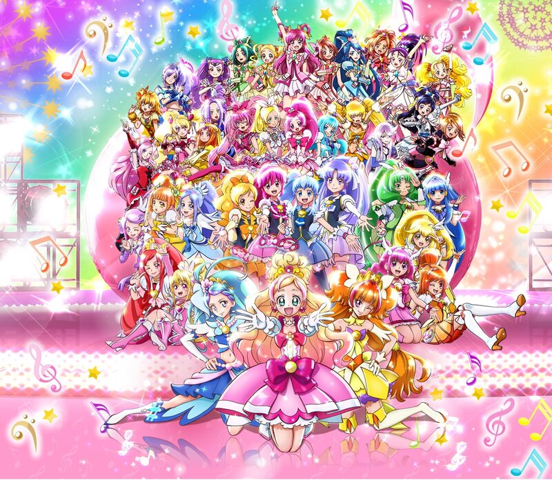 Group of Anime Girls — Pink, Joyful, Energetic