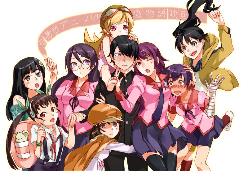 Group of Anime Girls — Pink, Playful, School Uniforms