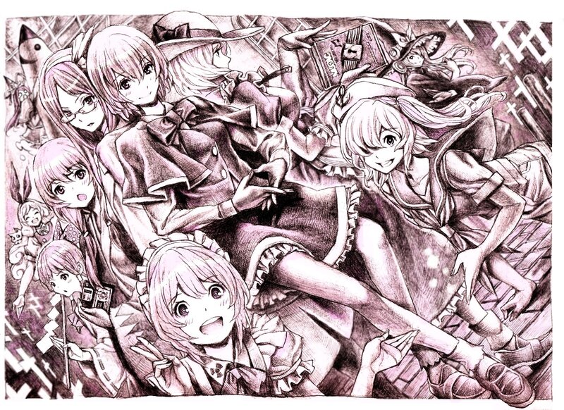 Group of Anime Girls — Purple, Chaotic