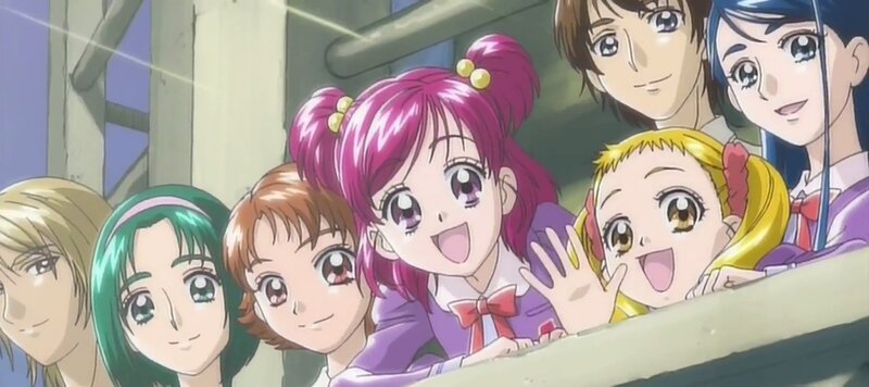 Group of Anime Girls — Purple, Excited