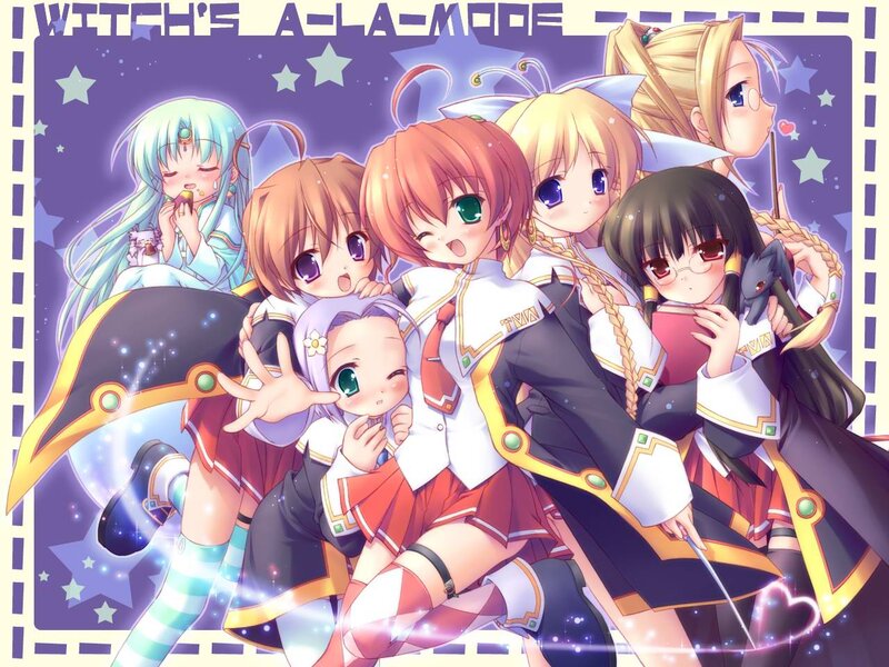 Group of Anime Girls — Purple, Playful, Night