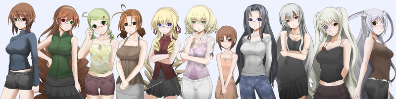 group of anime girls