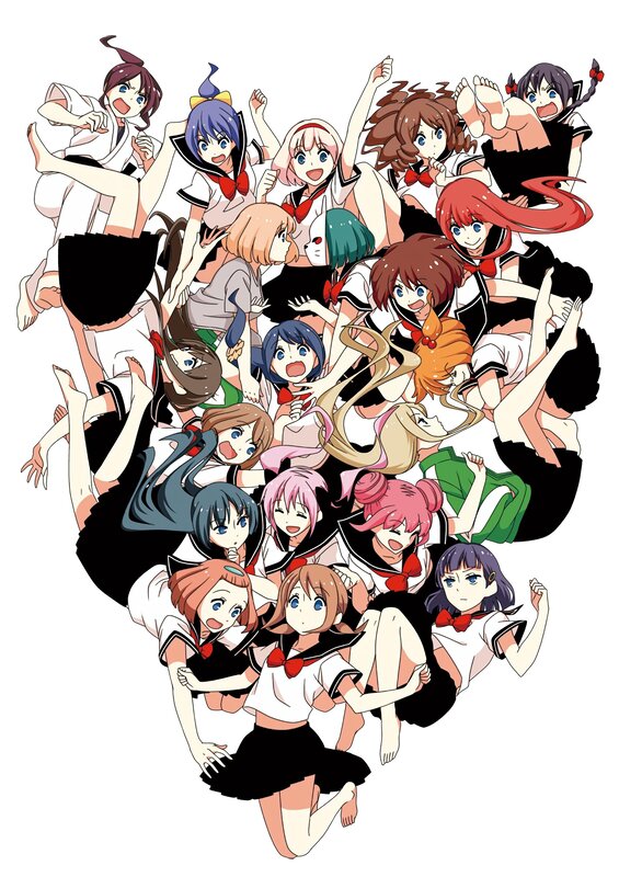 Group of Anime Girls — White, Energetic, School Uniforms