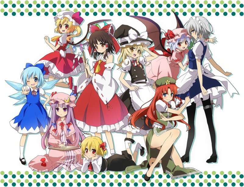 Group of Anime Girls — White, Playful, Anime Characters