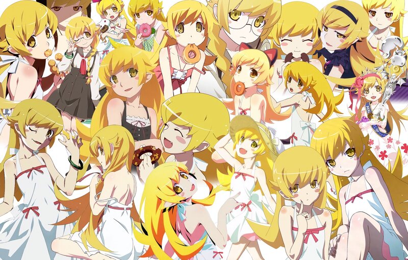 Group of Anime Girls — Yellow, Playful, Donuts