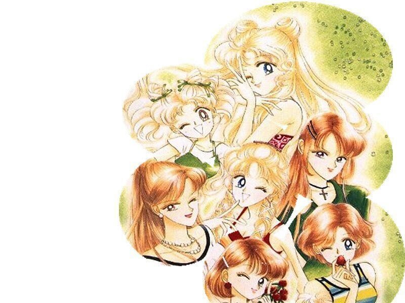 Group of Anime Girls — Yellow, Playful