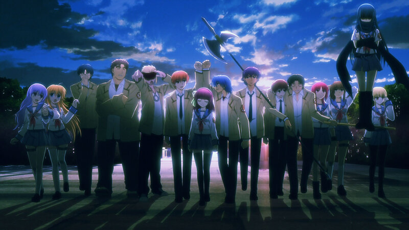 Group of Anime Students — Blue, Dramatic, Night