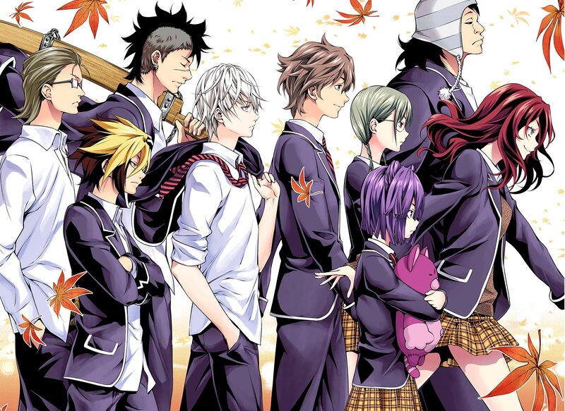 Group of Anime Students — Purple, Calm