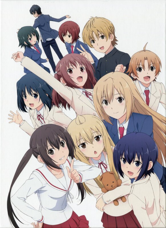 Group of Anime Students — White, Cheerful