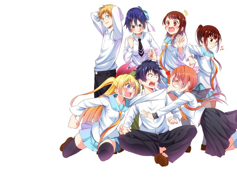 Group of Anime Students — White, Energetic