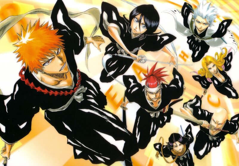 Group of Anime Warriors — Black, Dramatic