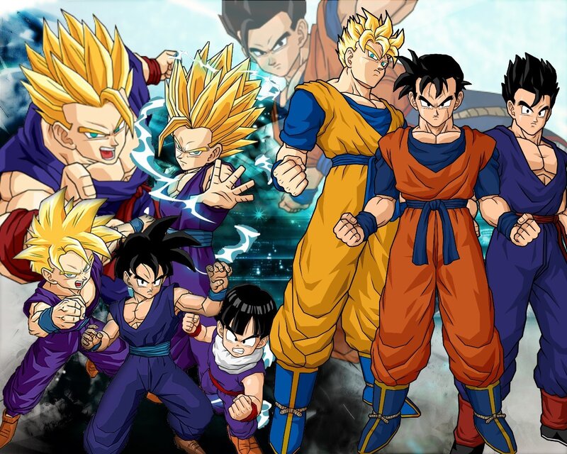 Group of Anime Warriors — Yellow, Dramatic, Super Saiyan