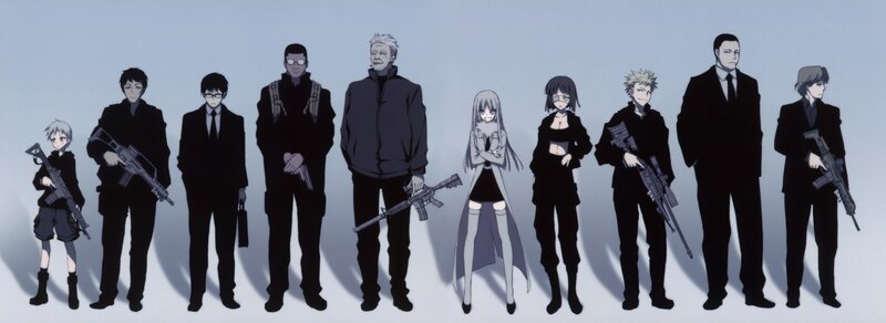 Group of Armed Characters — Black, Dramatic, Anime
