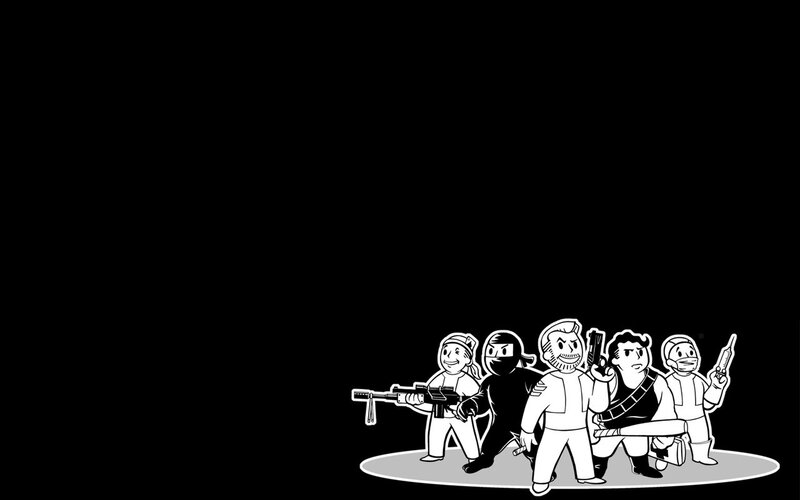 Group of Armed Characters — Black, Dramatic, Illustration, Weapons