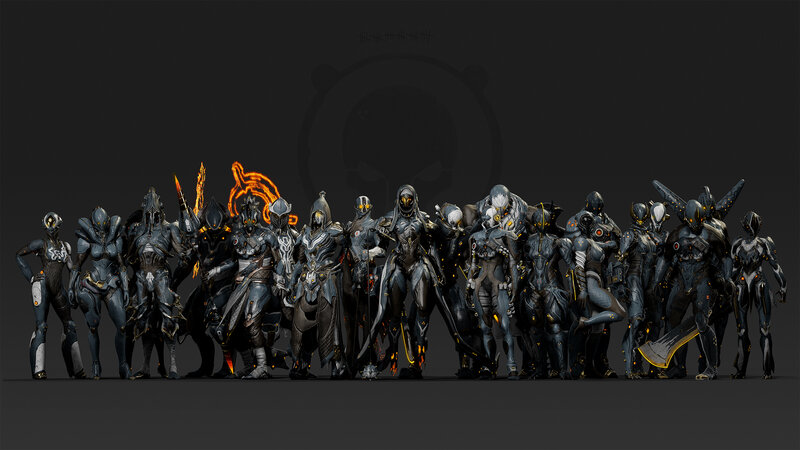 Group of Armored Characters — Black, Dramatic