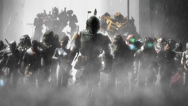 Group of Armored Characters — Gray, Dramatic, Digital Art