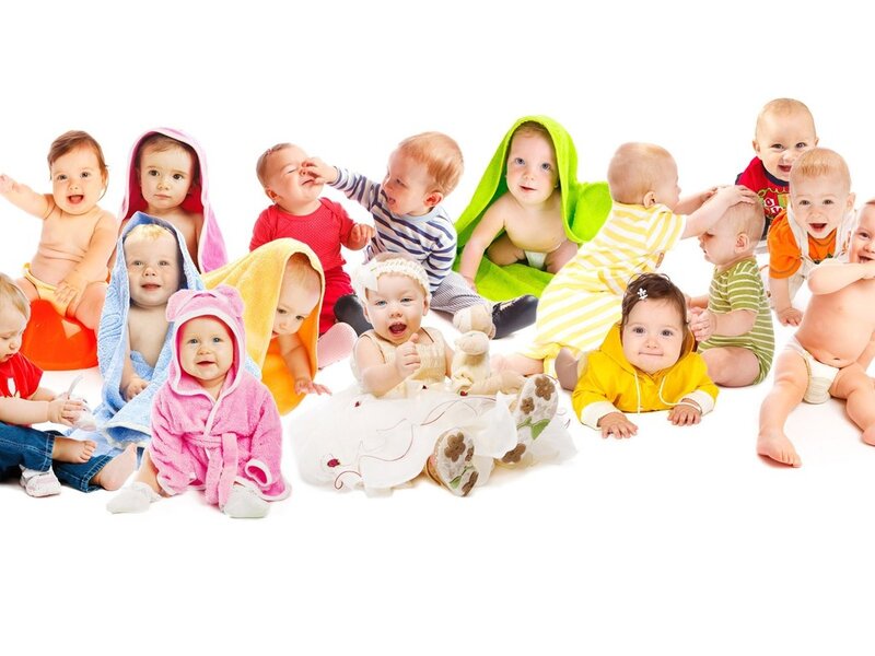Group of Babies on White — Playful