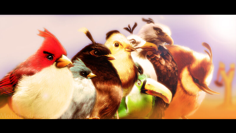 Group of Cartoon Birds