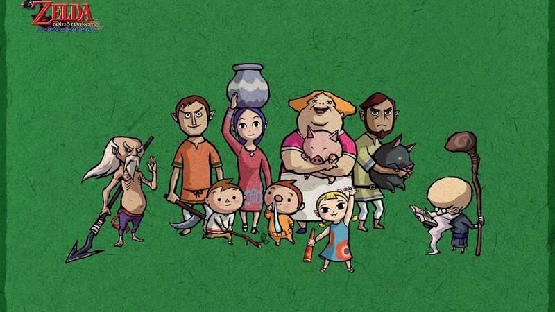 Group of Cartoon Characters — Green, Playful, Illustration