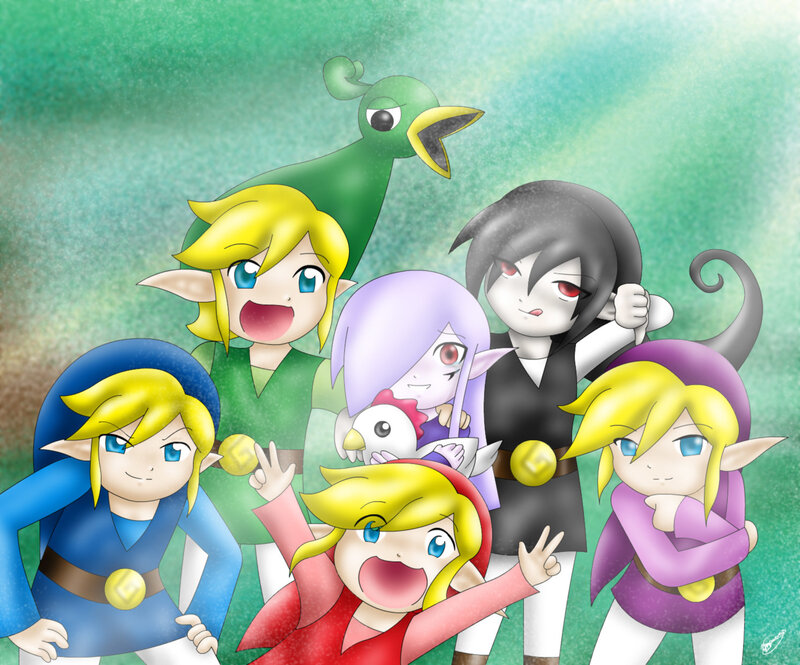 Group of Cartoon Characters — Green, Playful