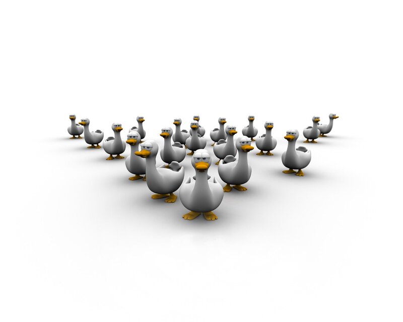 group of cartoon ducks
