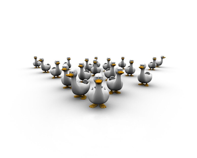 group of cartoon ducks