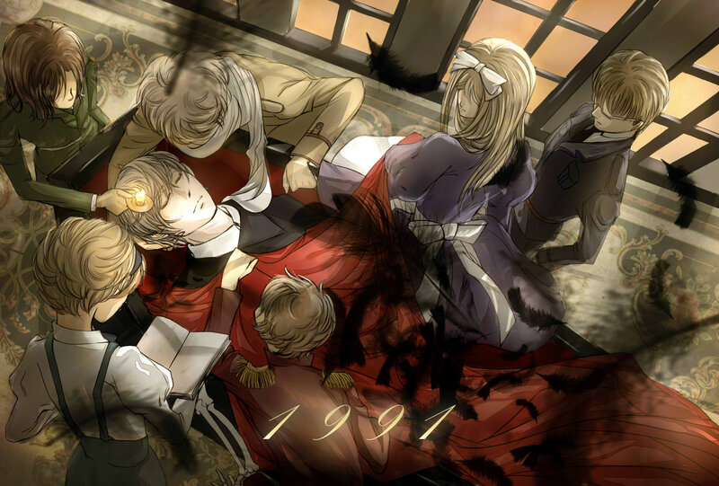 Group of Characters Around a Body
