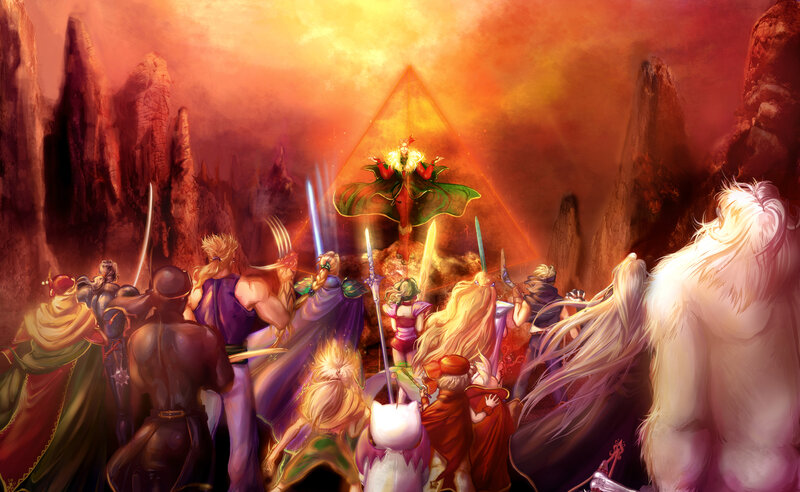 Group of Characters Facing Villain