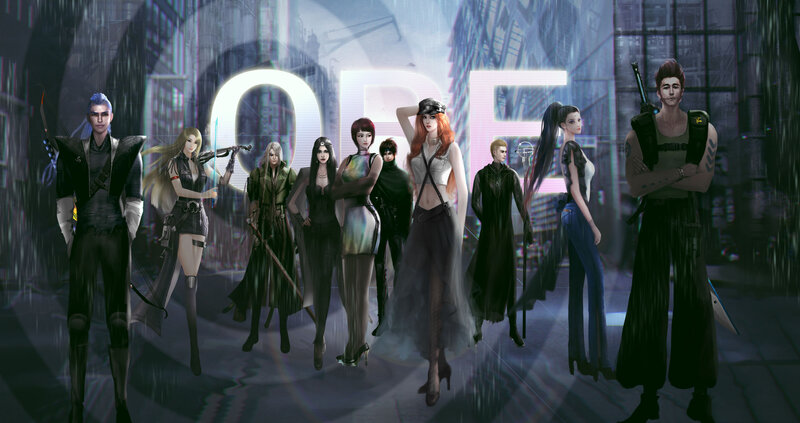 Group of Characters in Cyberpunk Setting