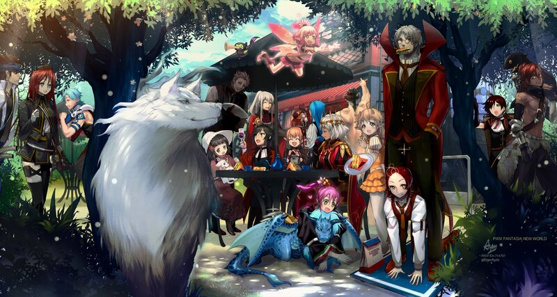 Group of Characters in Forest — Green, Festive