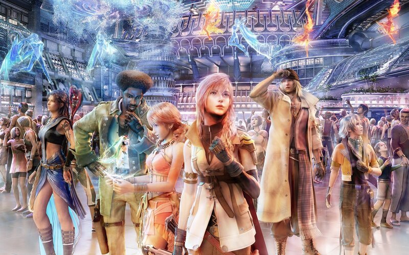 Group of Characters in Futuristic City — Blue, Dramatic, Digital Art