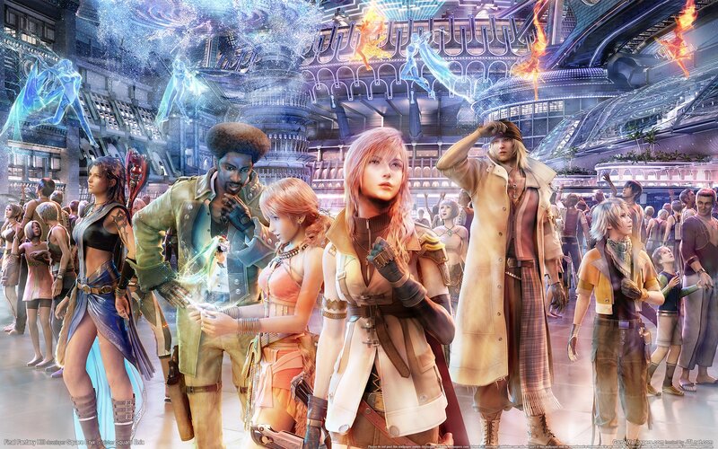 Group of Characters in Futuristic City — Blue, Dramatic