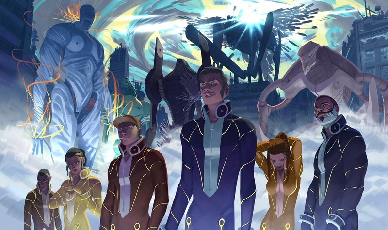 Group of Characters in Futuristic Suits