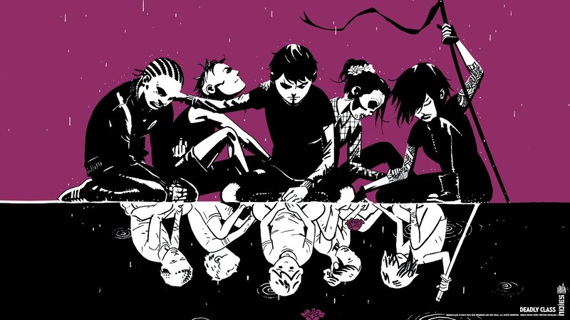 Group of Characters in Rain