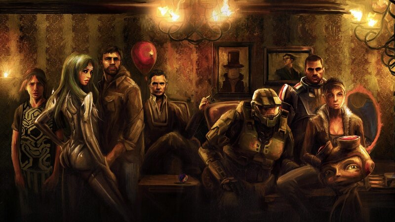 Group of Characters in Room — Brown