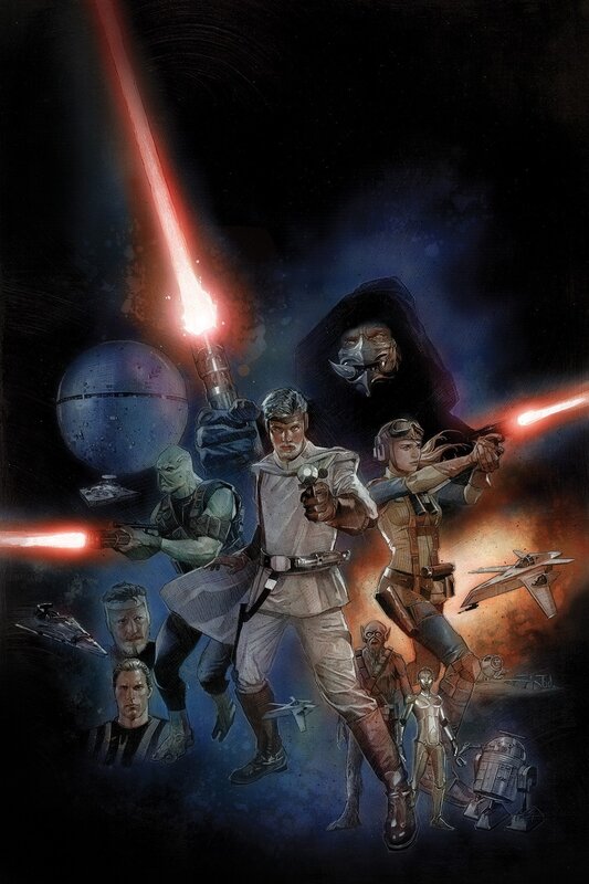 Group of Characters in Space — Black
