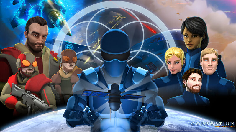 Group of Characters in Space — Blue