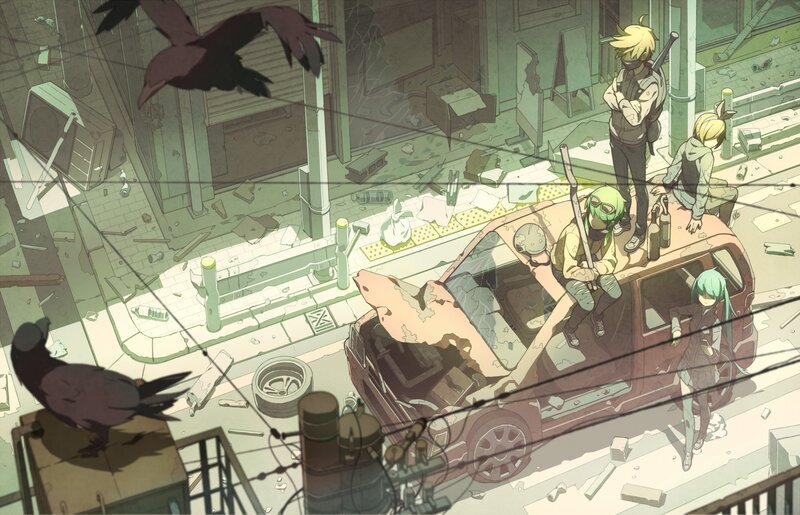 Group of Characters on Car